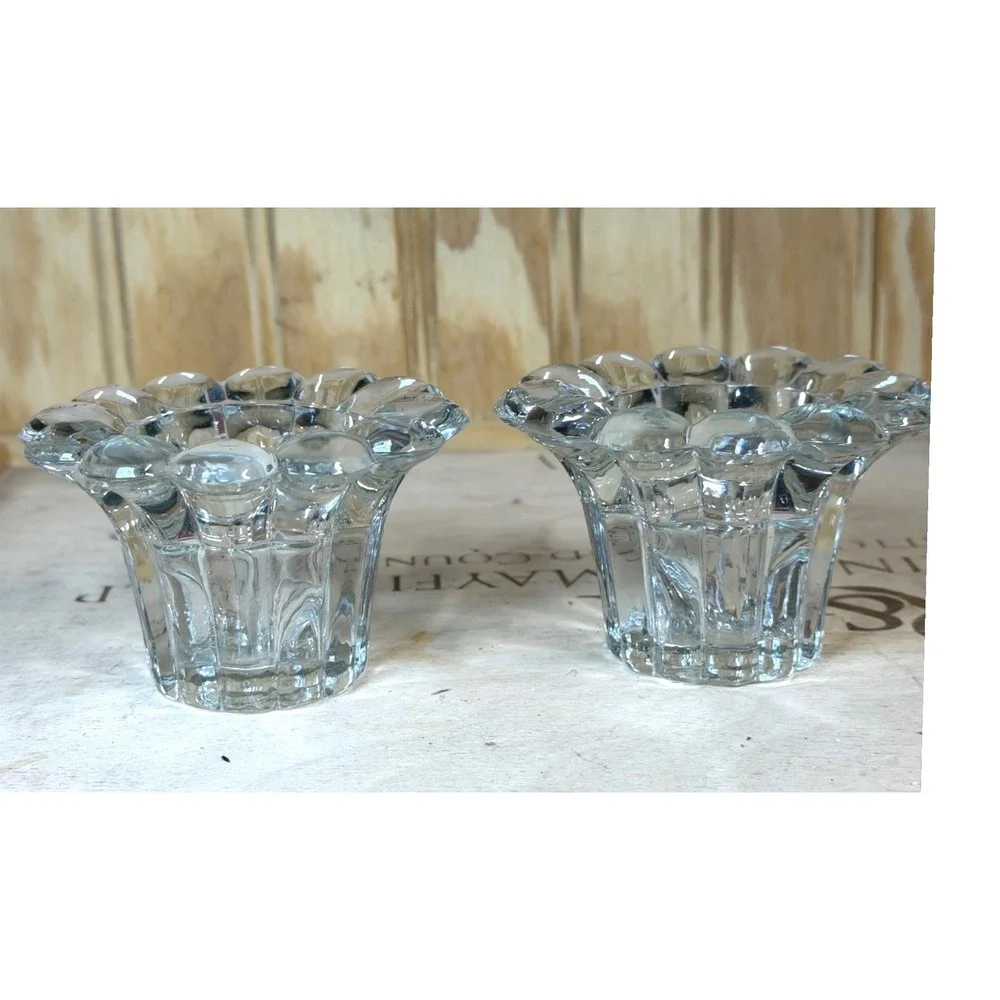 Collectors Crystal Galleries‎ Crystal Candleholder Set 2 Piece Scalloped Floral